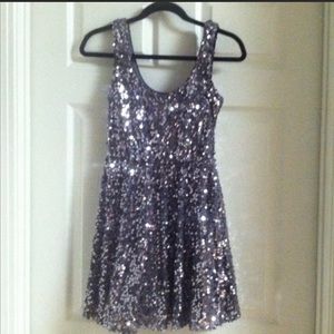 Silver Sequined Sparkle Cocktail Dress SIZE XS